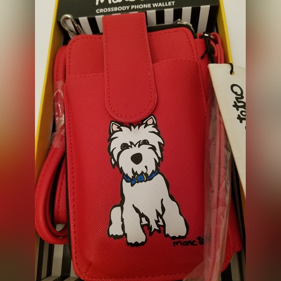 NWT in Box Marc Tetro Schnauzer Crossbody Phone Wallet Red - Picture 3 of 10